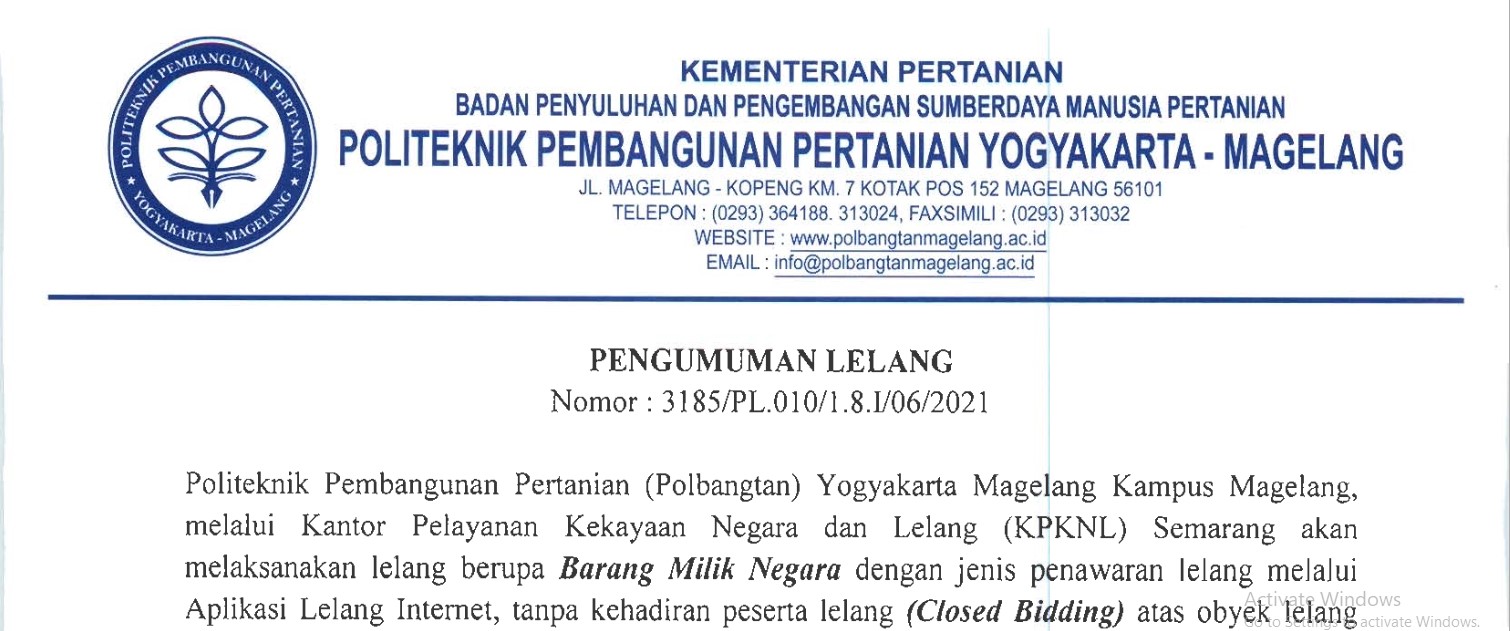 Pengumuman Lelang Ternak